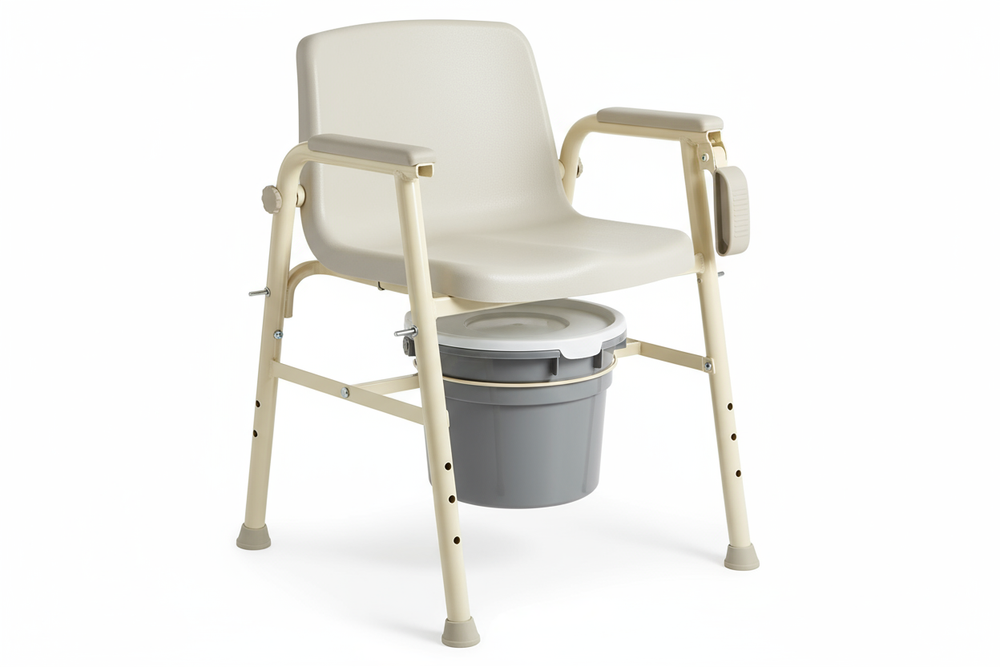 Front view of Medline Bariatric Drop-Arm Commode