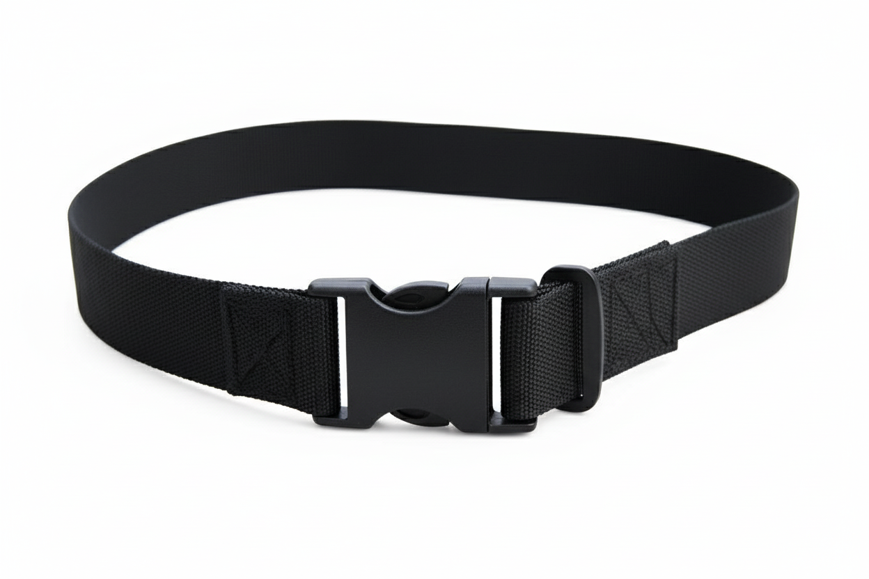 45-degree angle view showing buckle detail