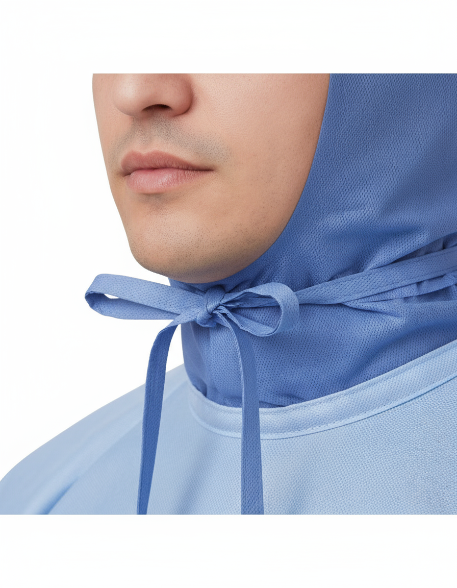 Close-up detail of surgical hood