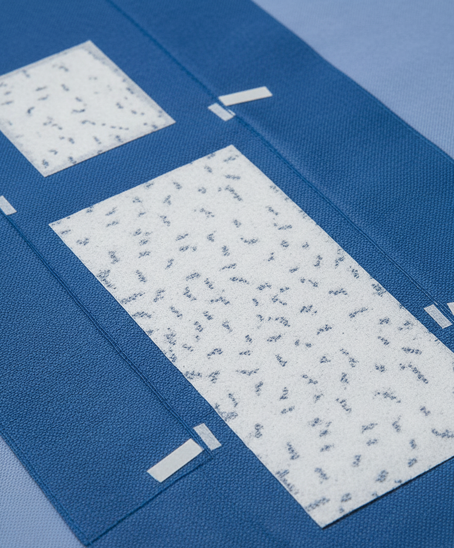 Material detail showing composite construction