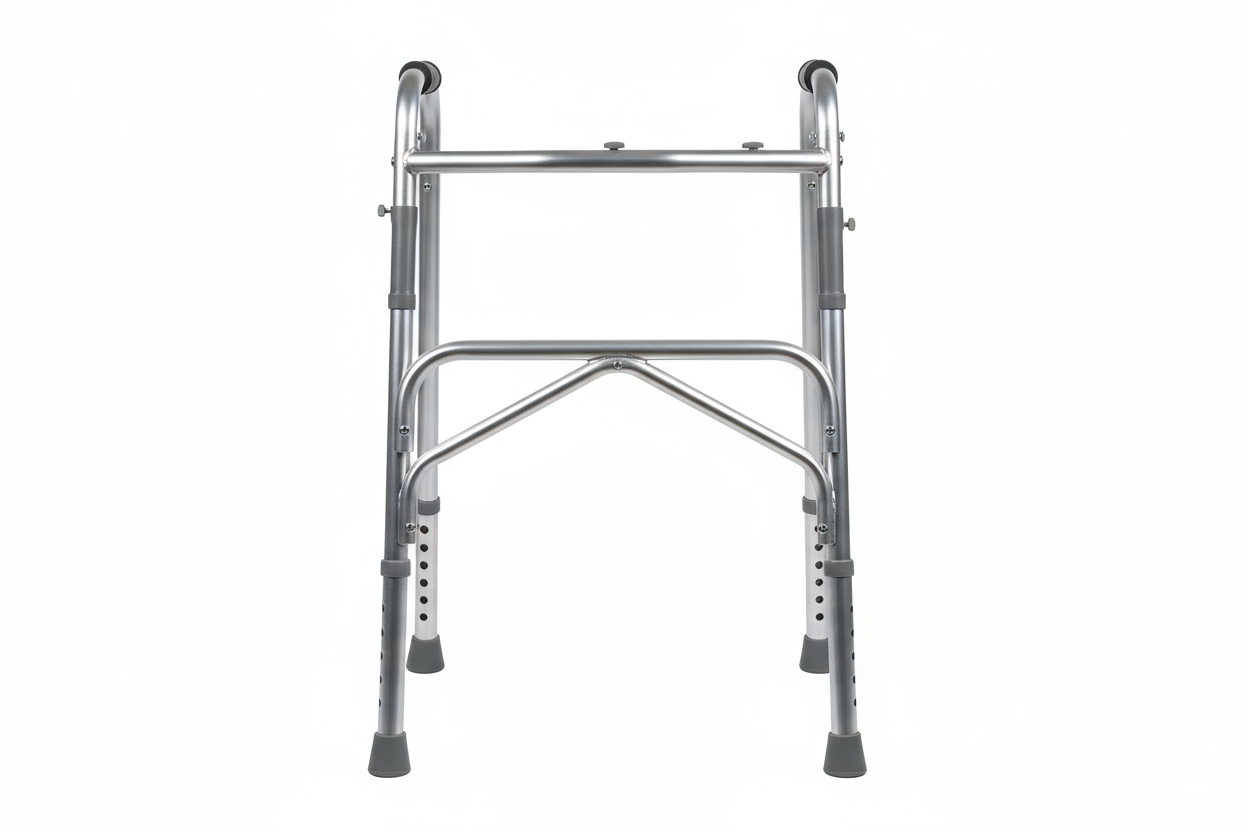 Front view of folding walker