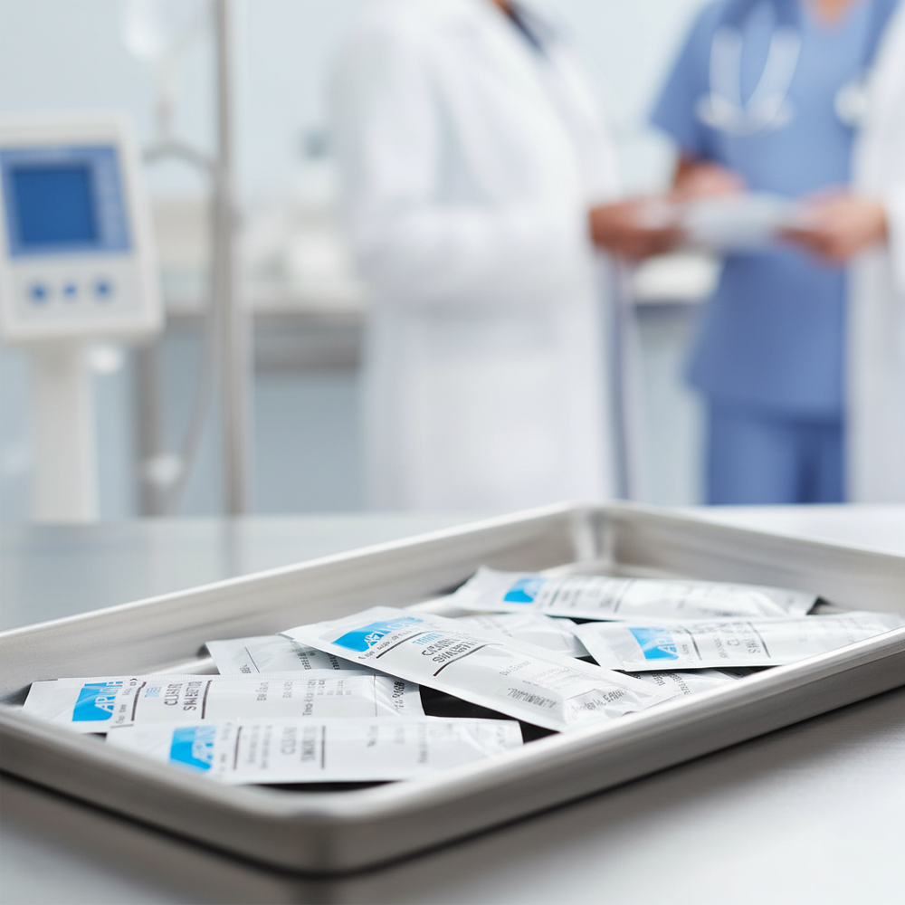 Clinical lifestyle shot on medical tray