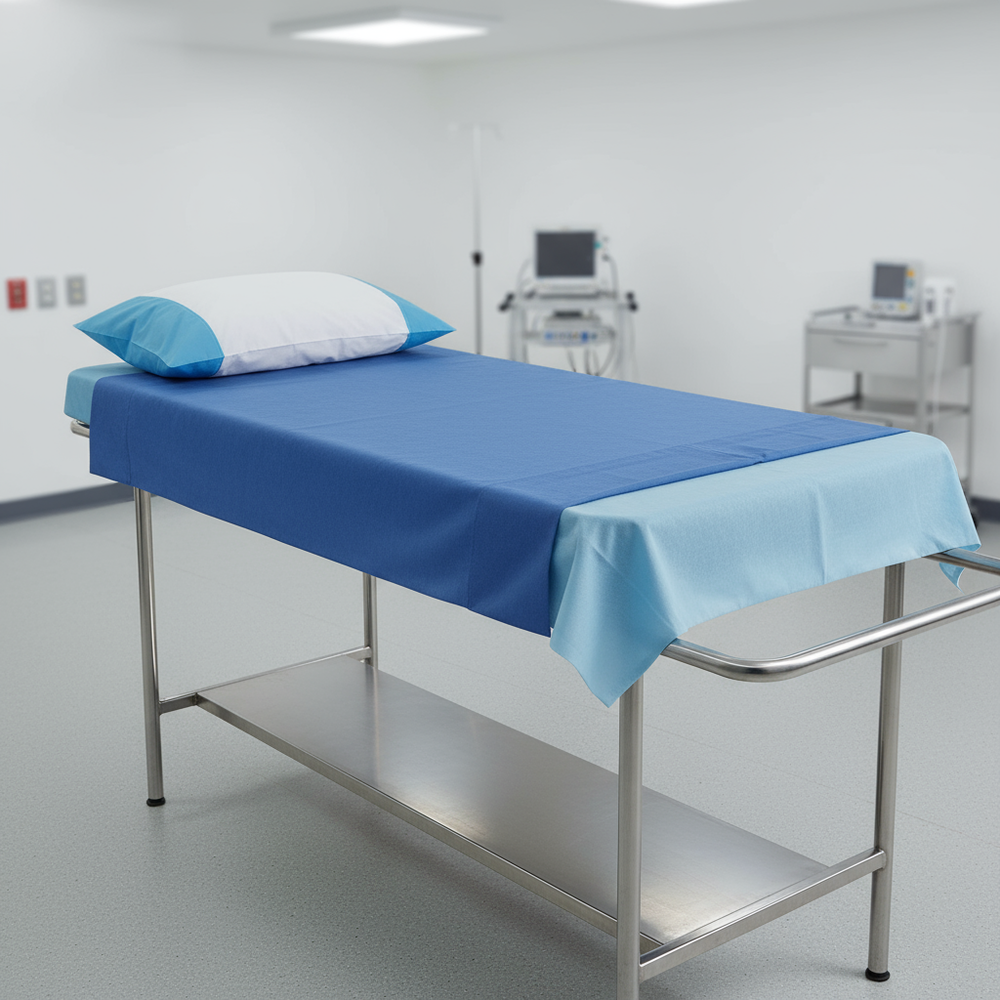 Sheets in use on medical stretcher