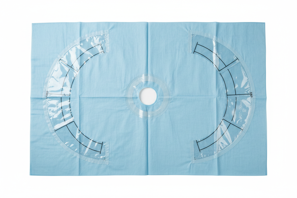 Top view showing dual fluid collection pouches