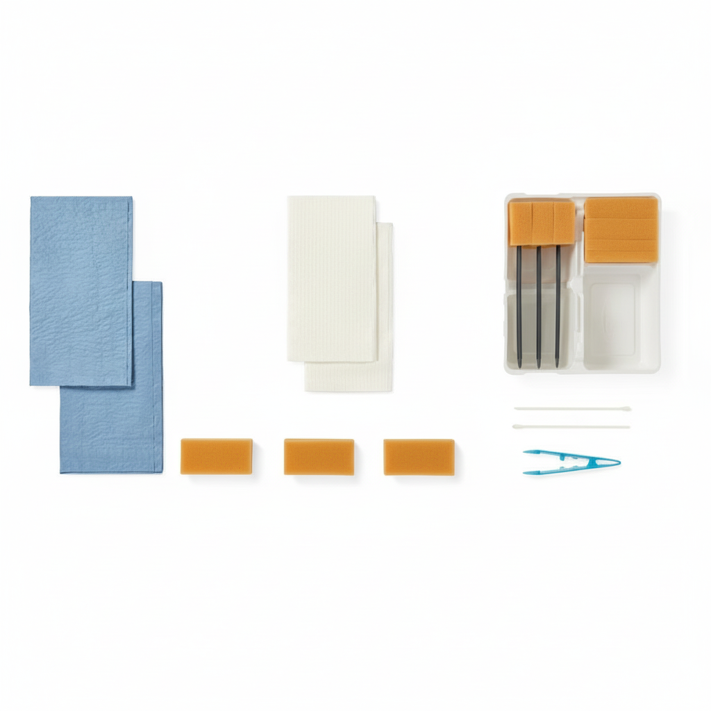 Overhead view of surgical scrub tray