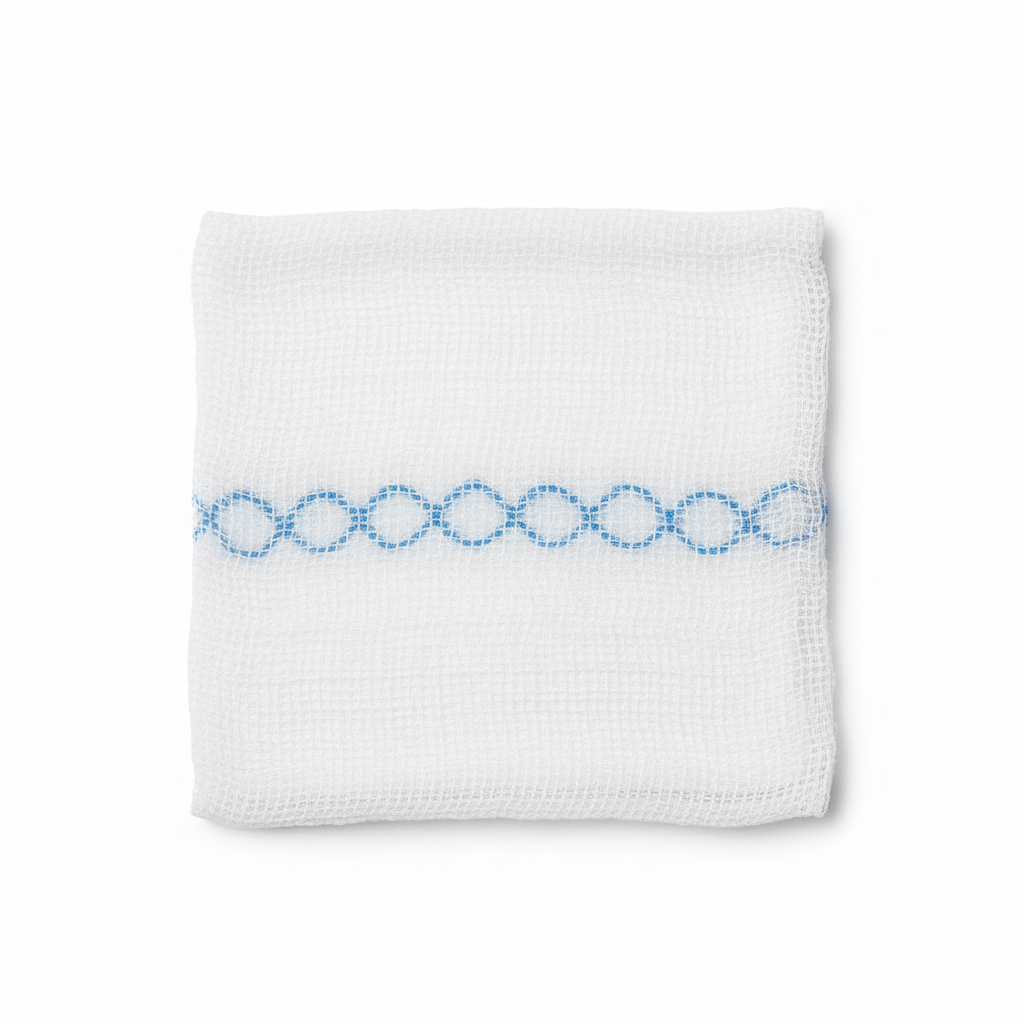 Unfolded gauze sponge flat lay