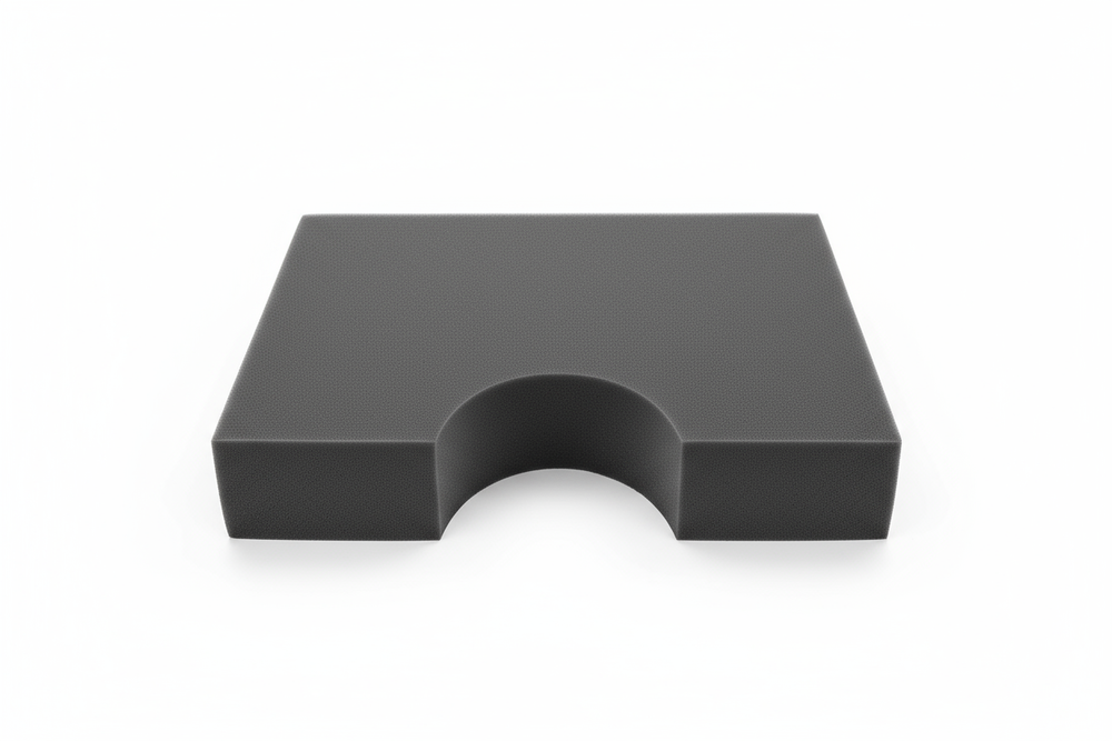 Top view of pressure redistribution cushion with coccyx cutout