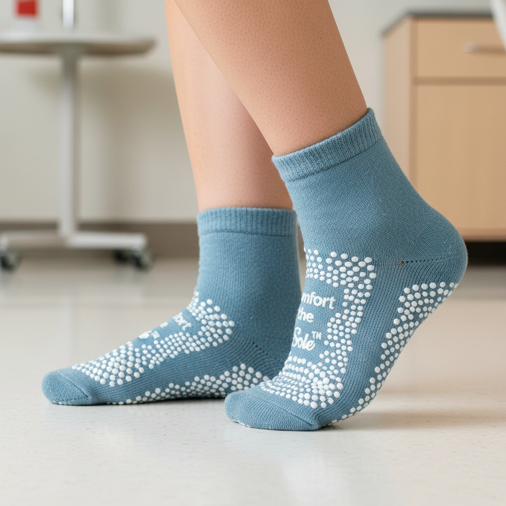 Patient wearing slippers