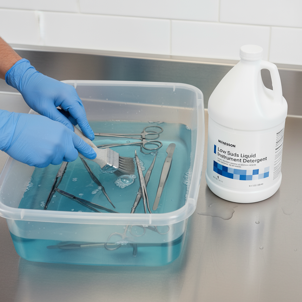 Instruments being cleaned