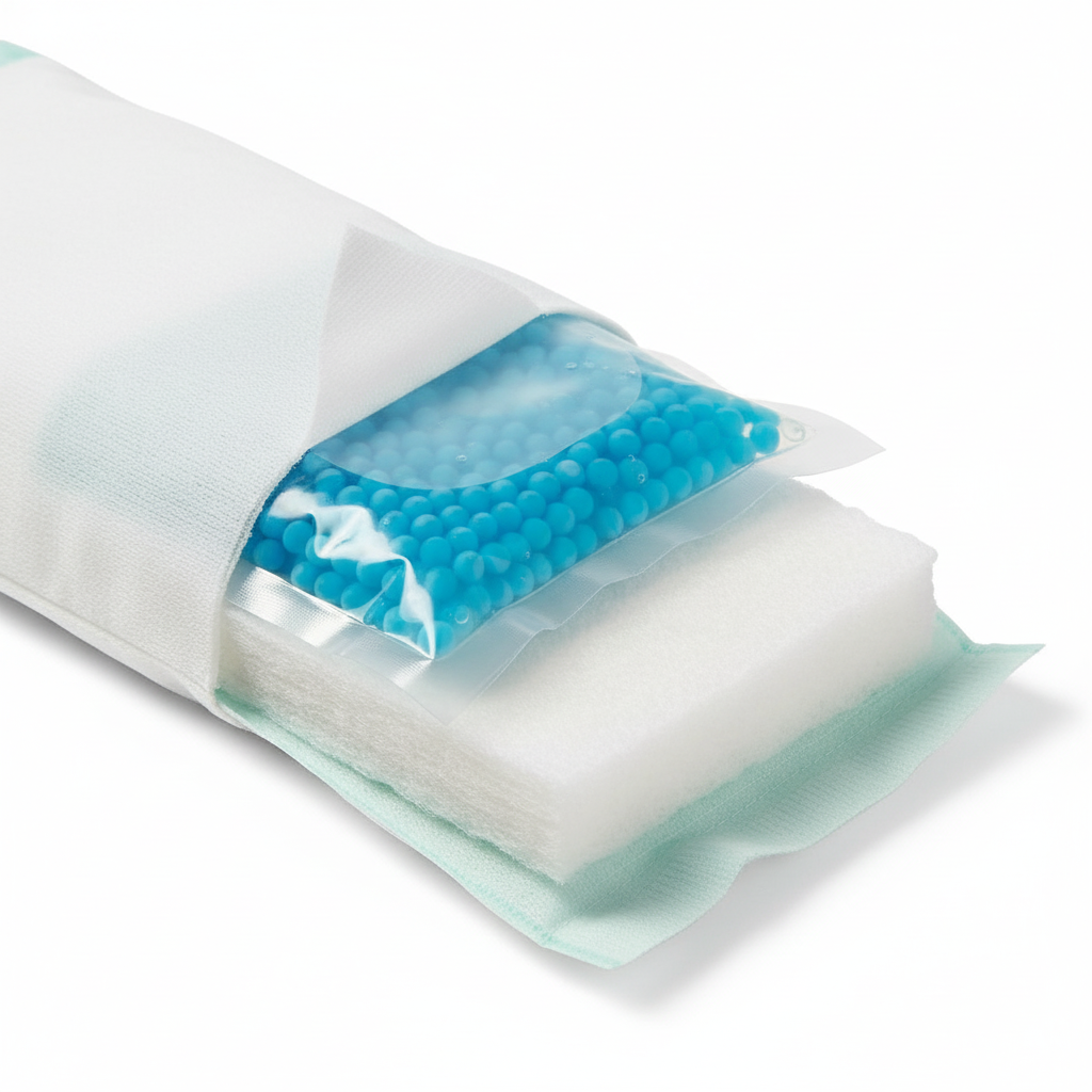 Integrated cold pack and pad detail