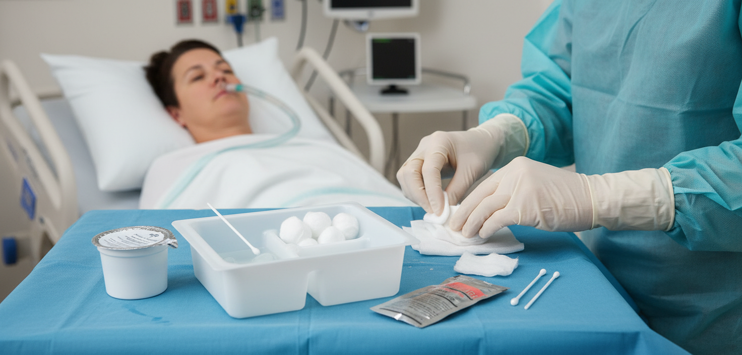 Kit arranged for care procedure