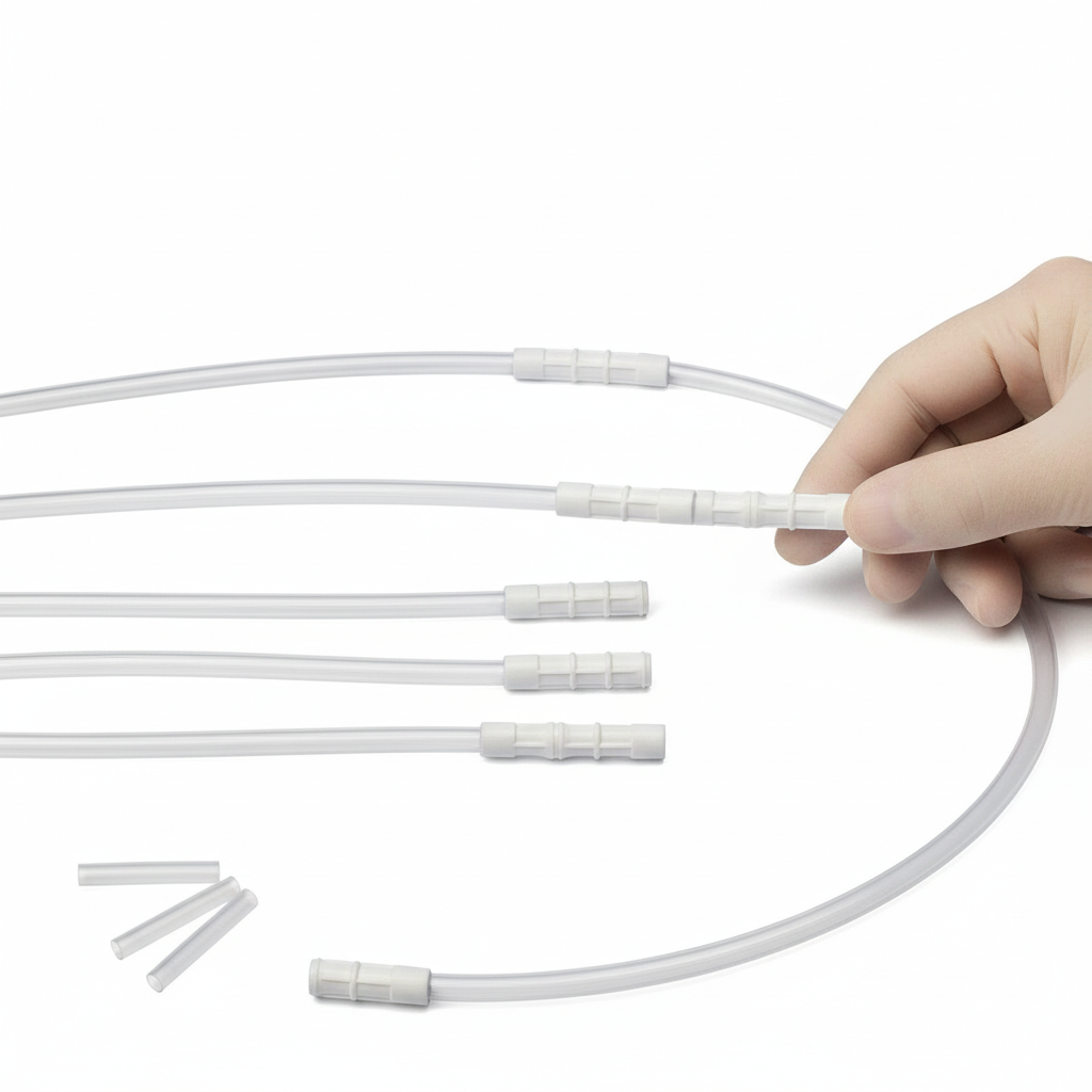 Male and female connectors on tubing