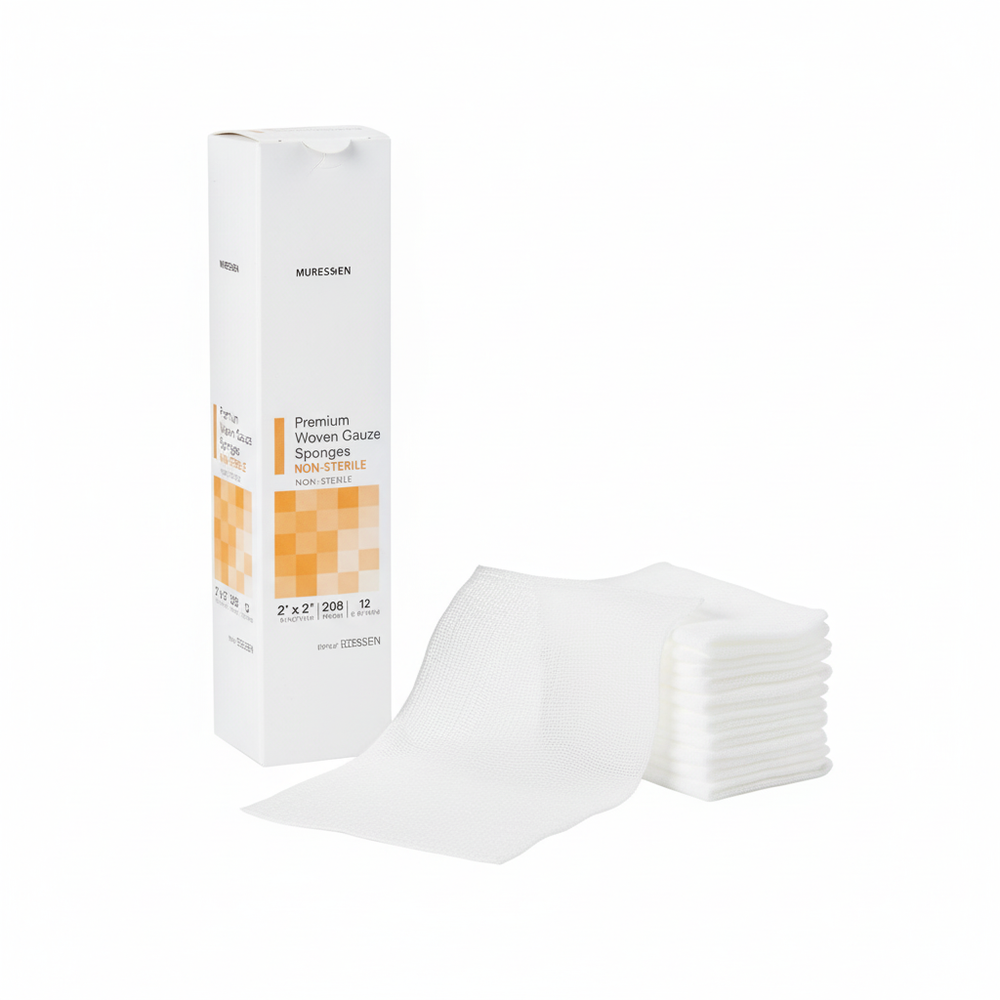 Multiple gauze sponges showing 12-ply thickness