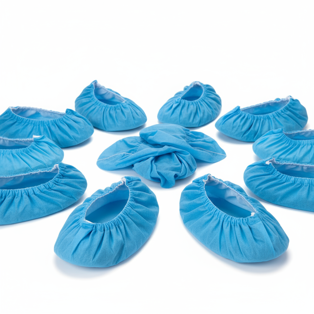 Multiple shoe covers showing material