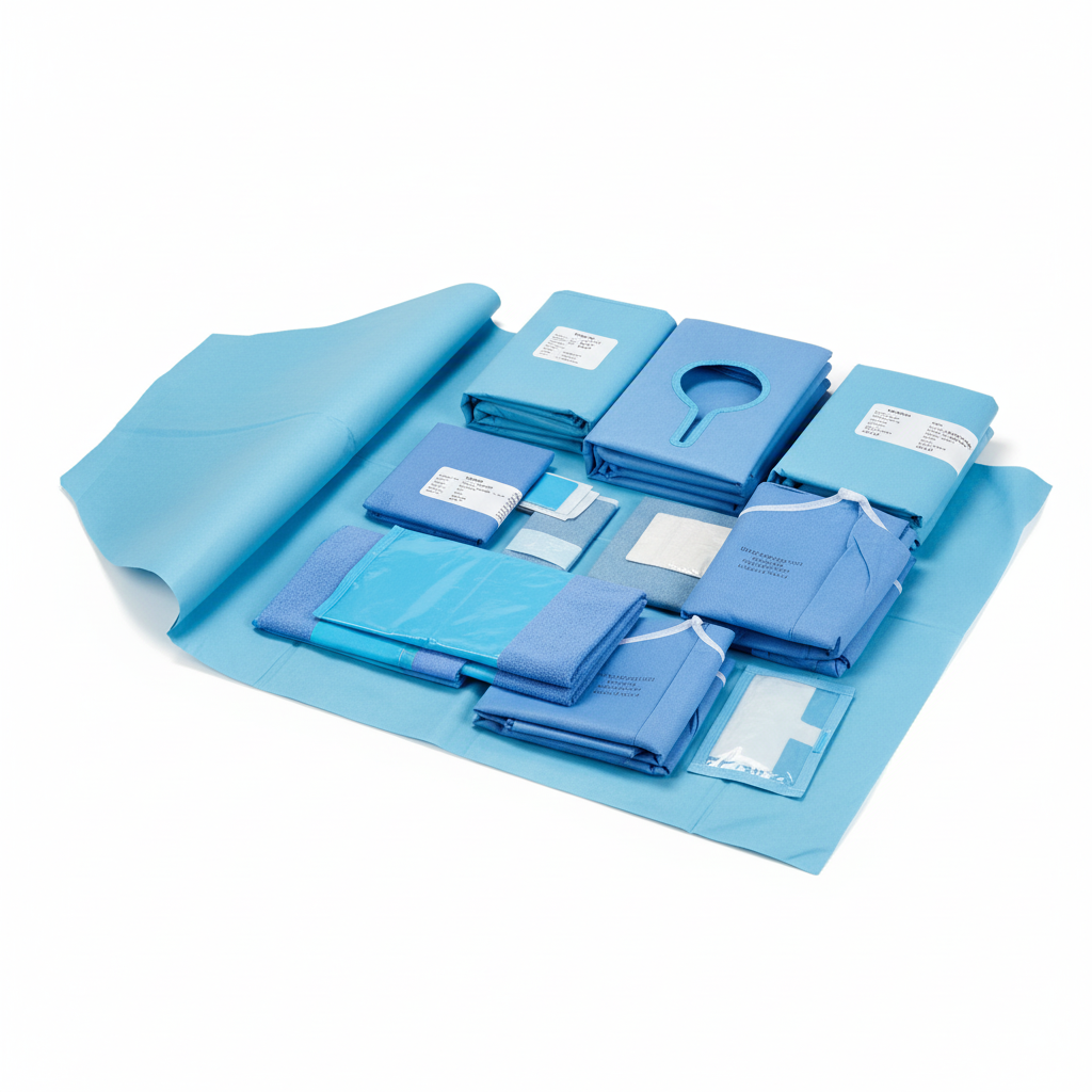 Opened drape pack with contents displayed