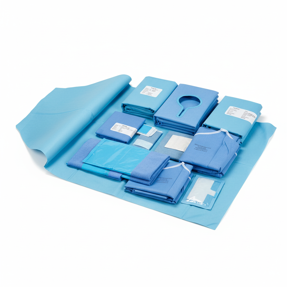 Opened drape pack with contents displayed