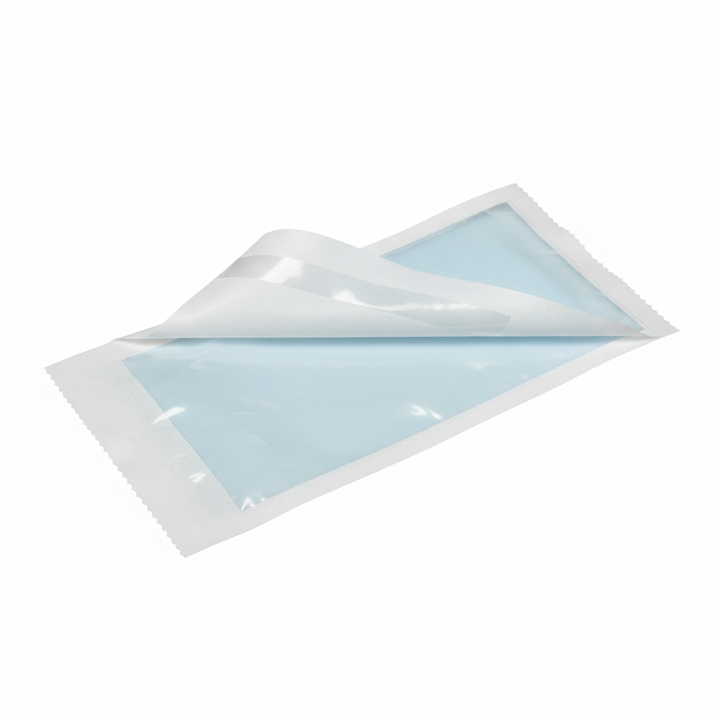 Opened sterilization pouch showing both sides