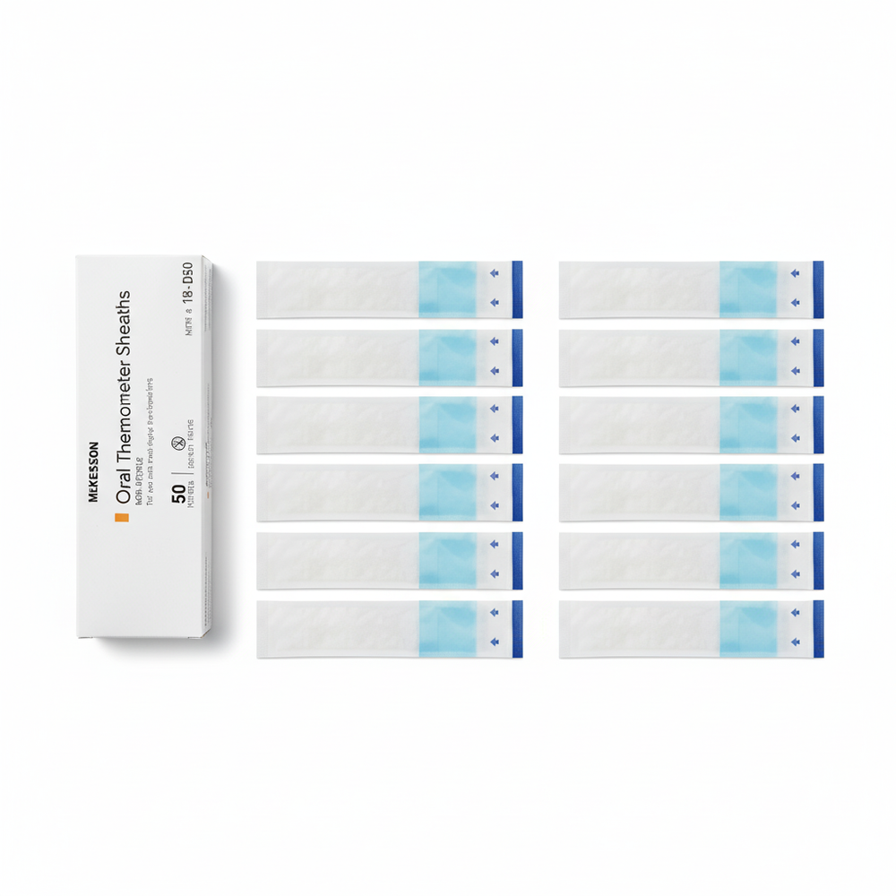 Overhead flat lay of thermometer sheaths