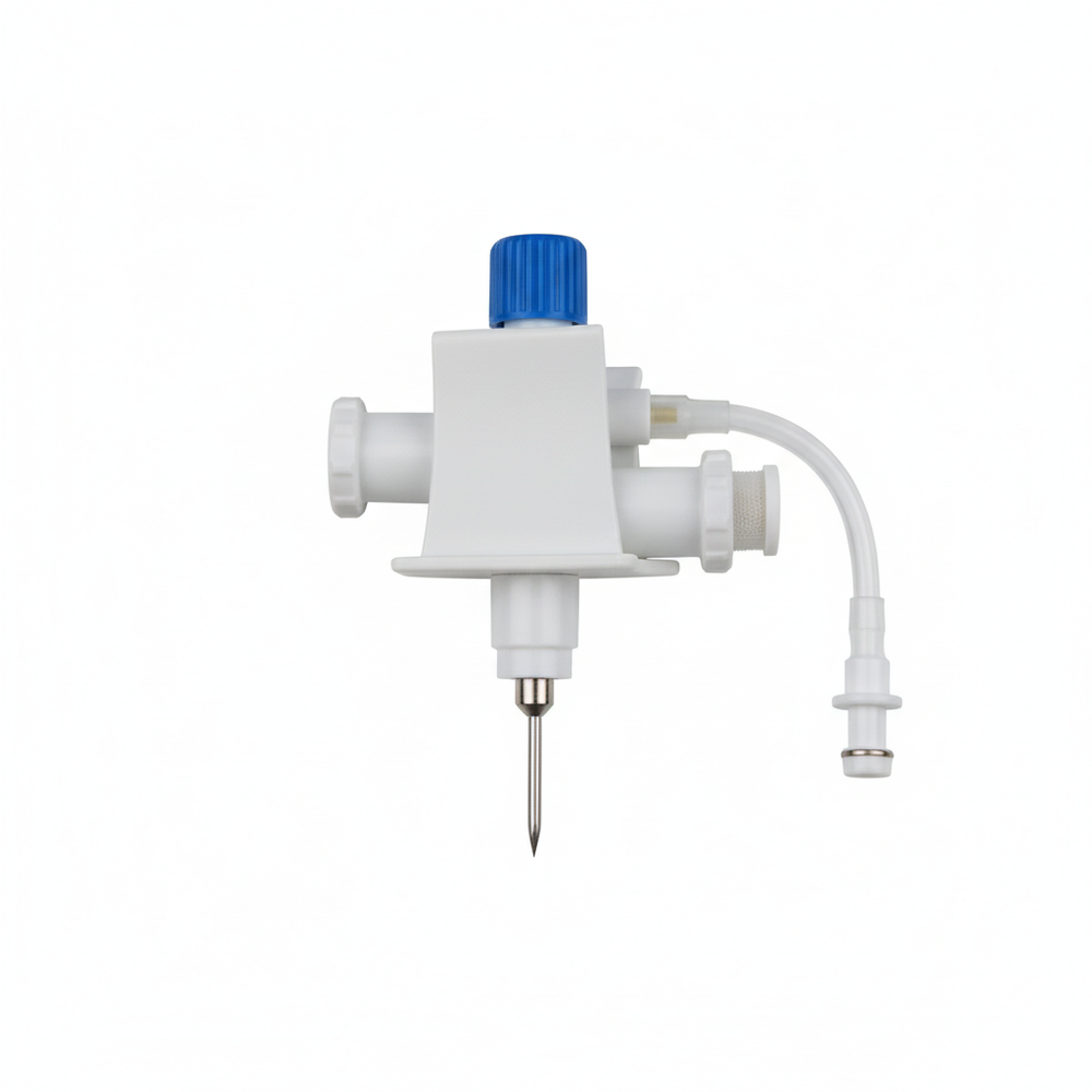 Overhead view of dispensing pin