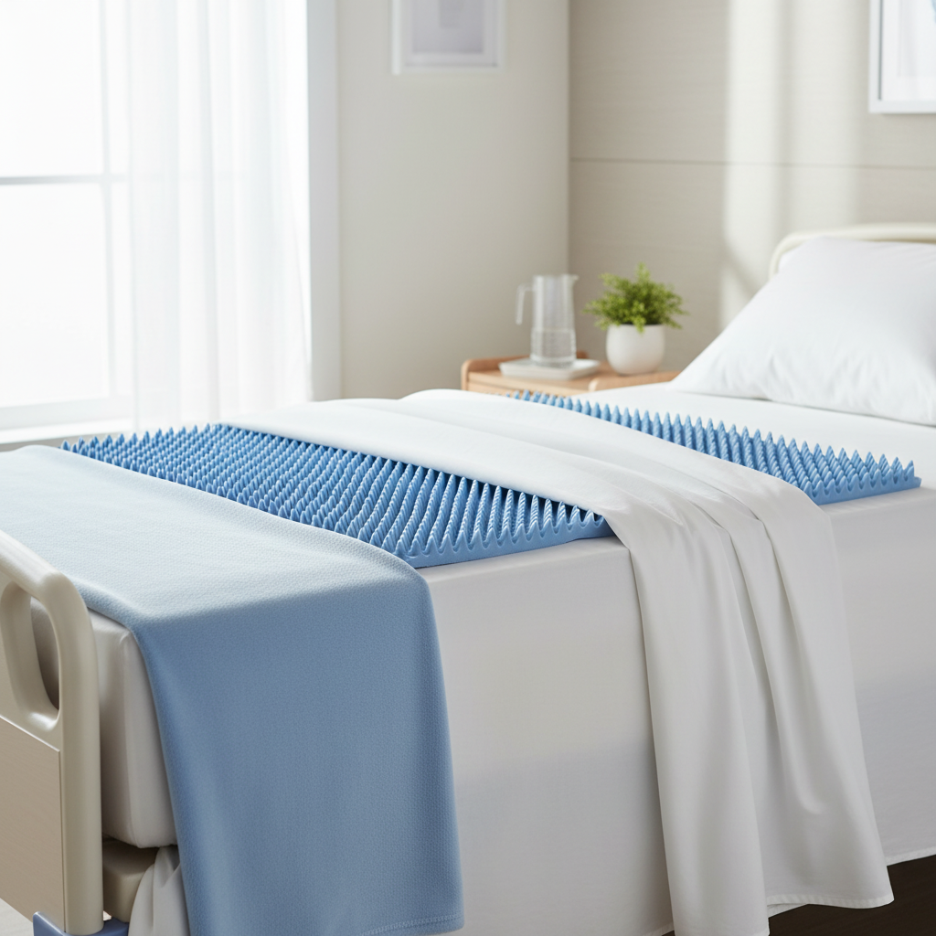 Overlay positioned on hospital bed