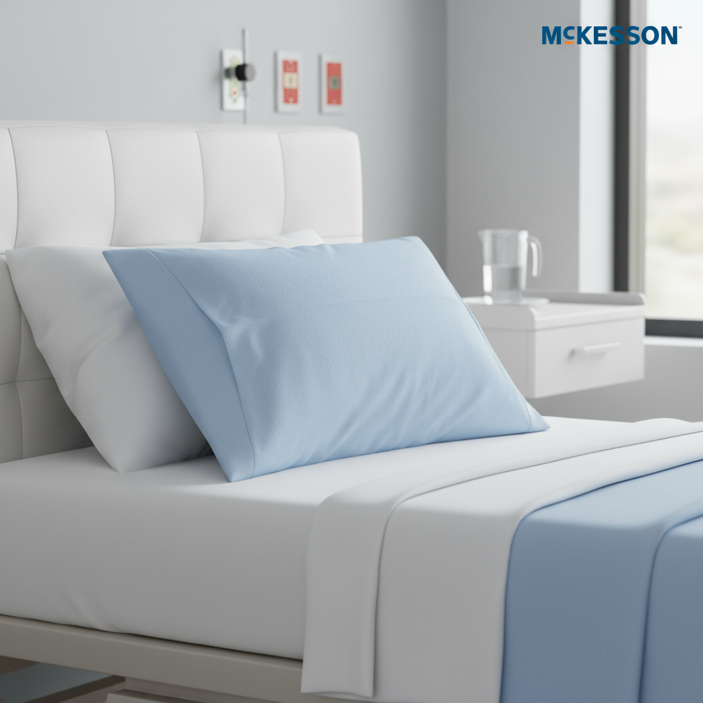 Pillowcase on hospital bed