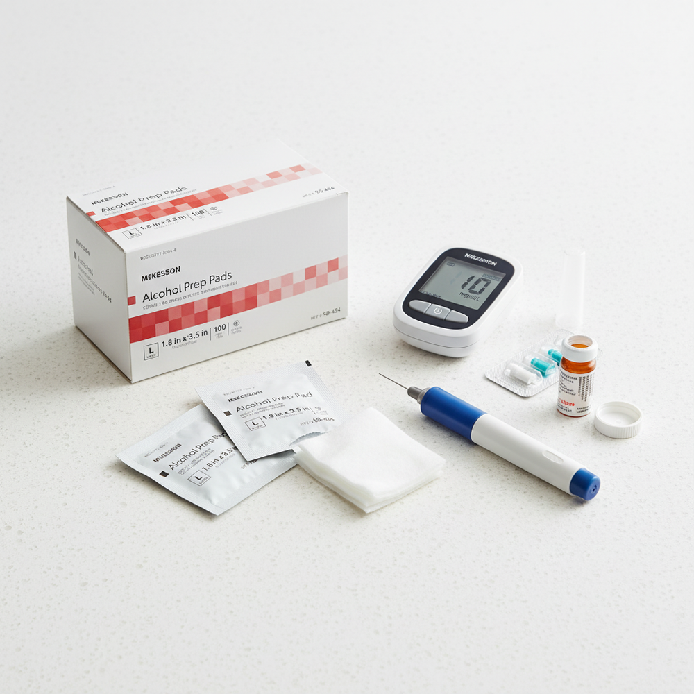 Prep pads with diabetes management supplies