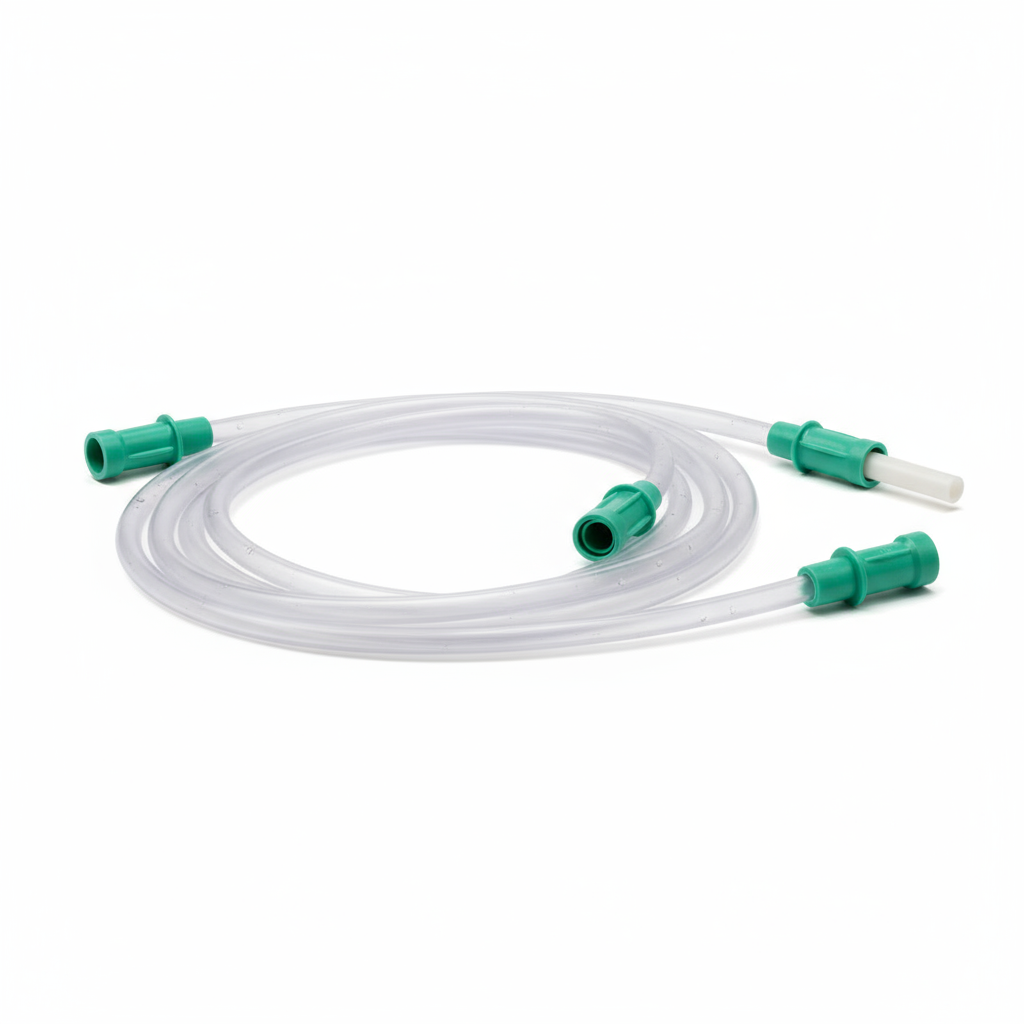 Professional medical product photography of suction connector tubing from multiple angles