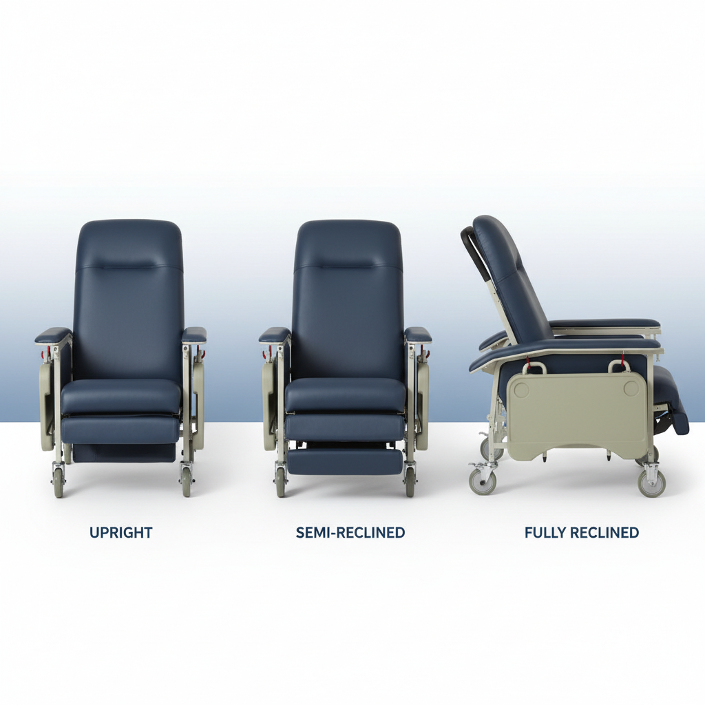 Recliner side angle showing recline positions