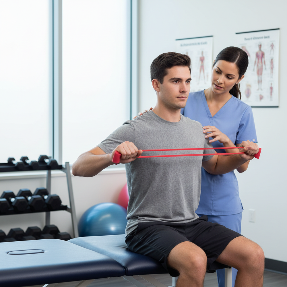 Shoulder exercise with band