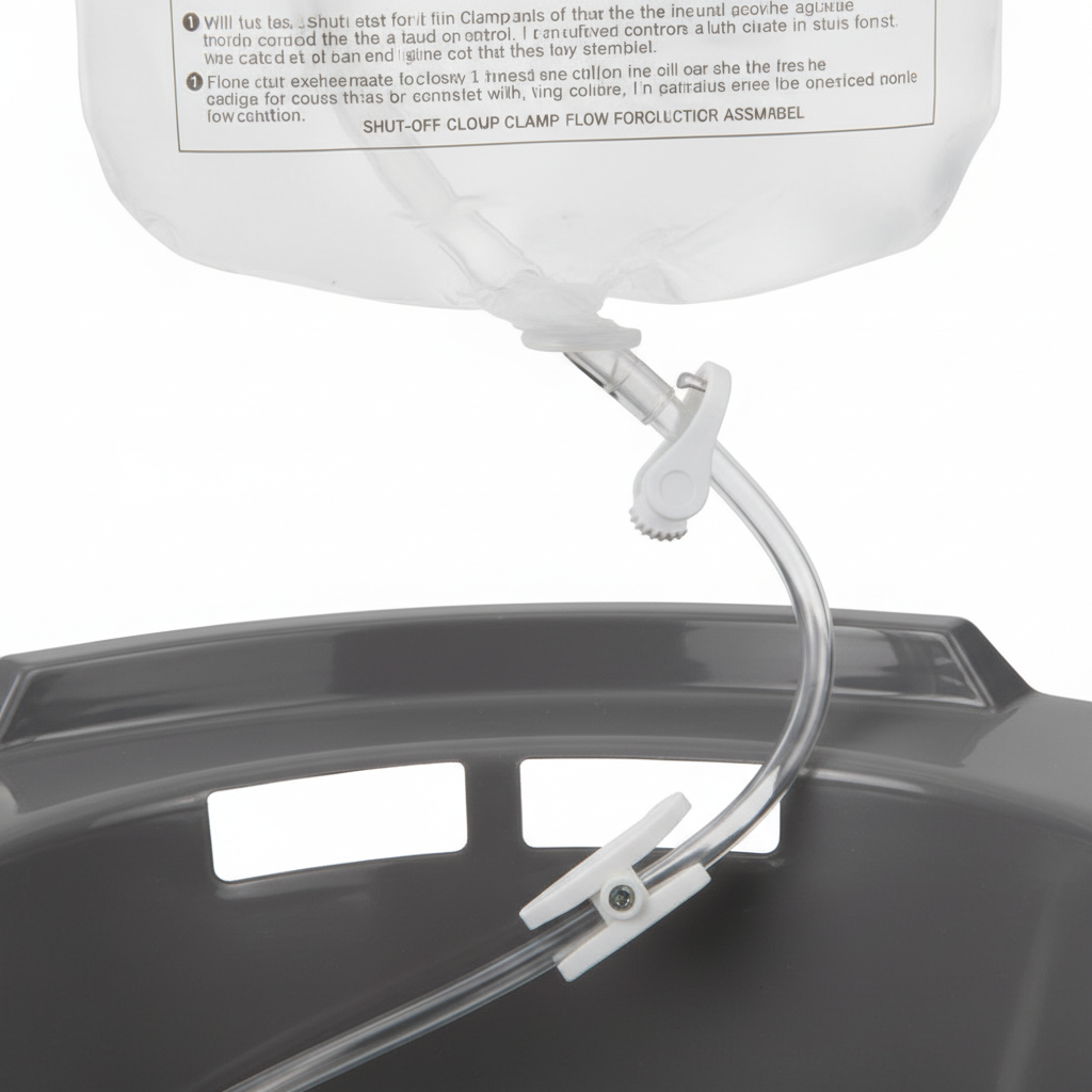 Shut-off clamp detail on tubing