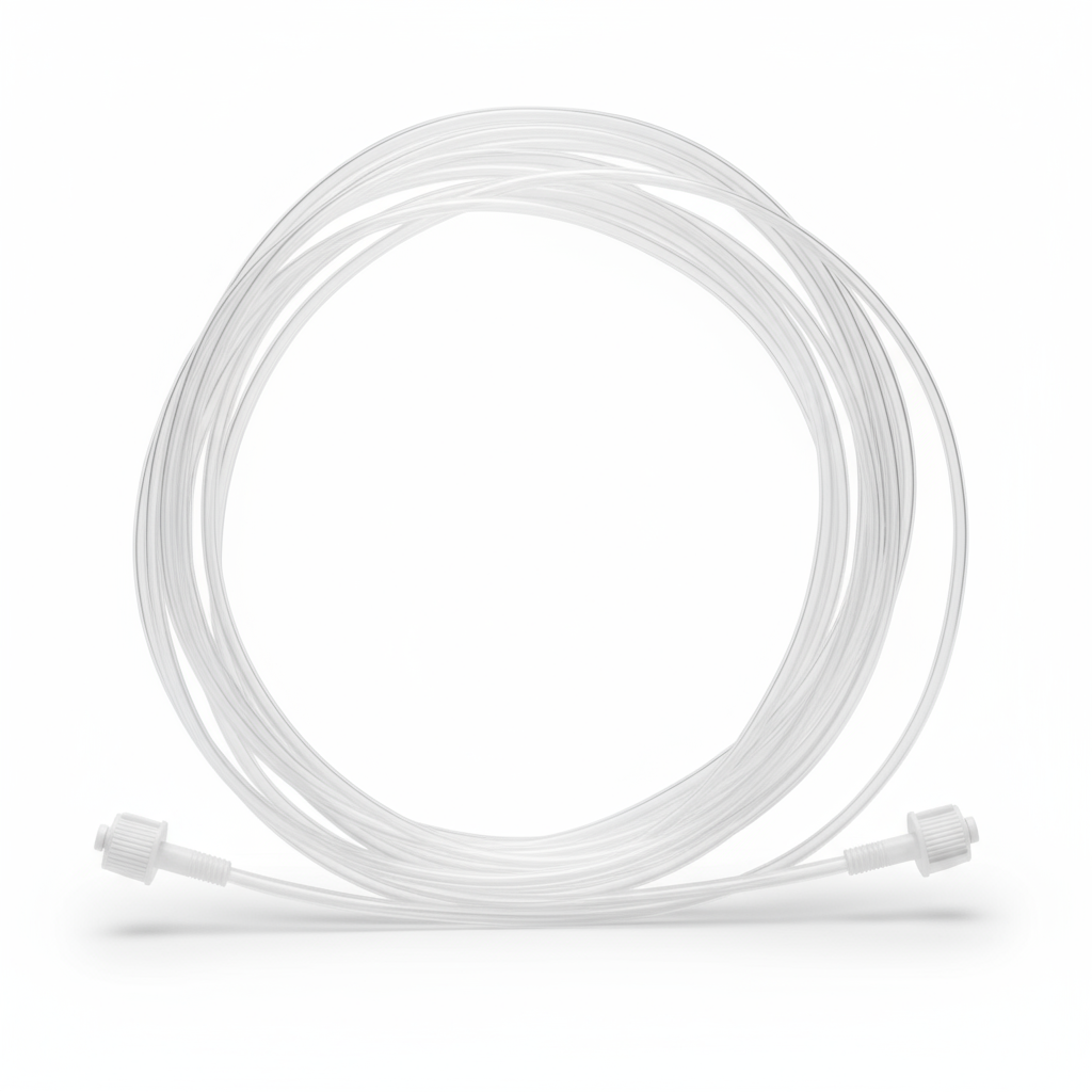 Side angle view of medical gas sampling line