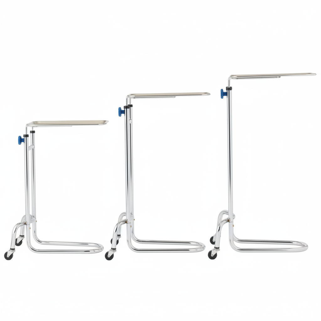 Side profile showing height adjustment and casters