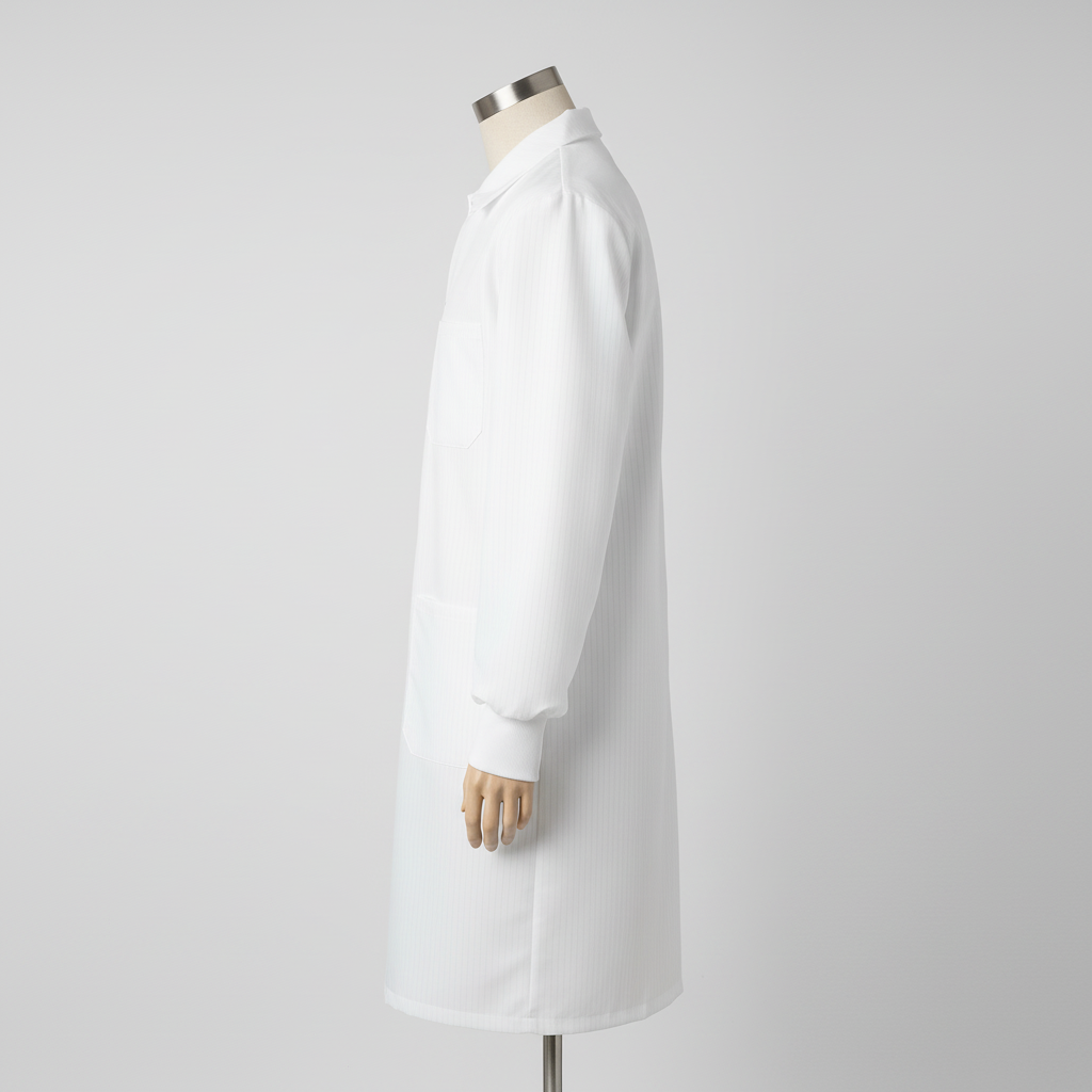 Side profile showing sleeve and coat length