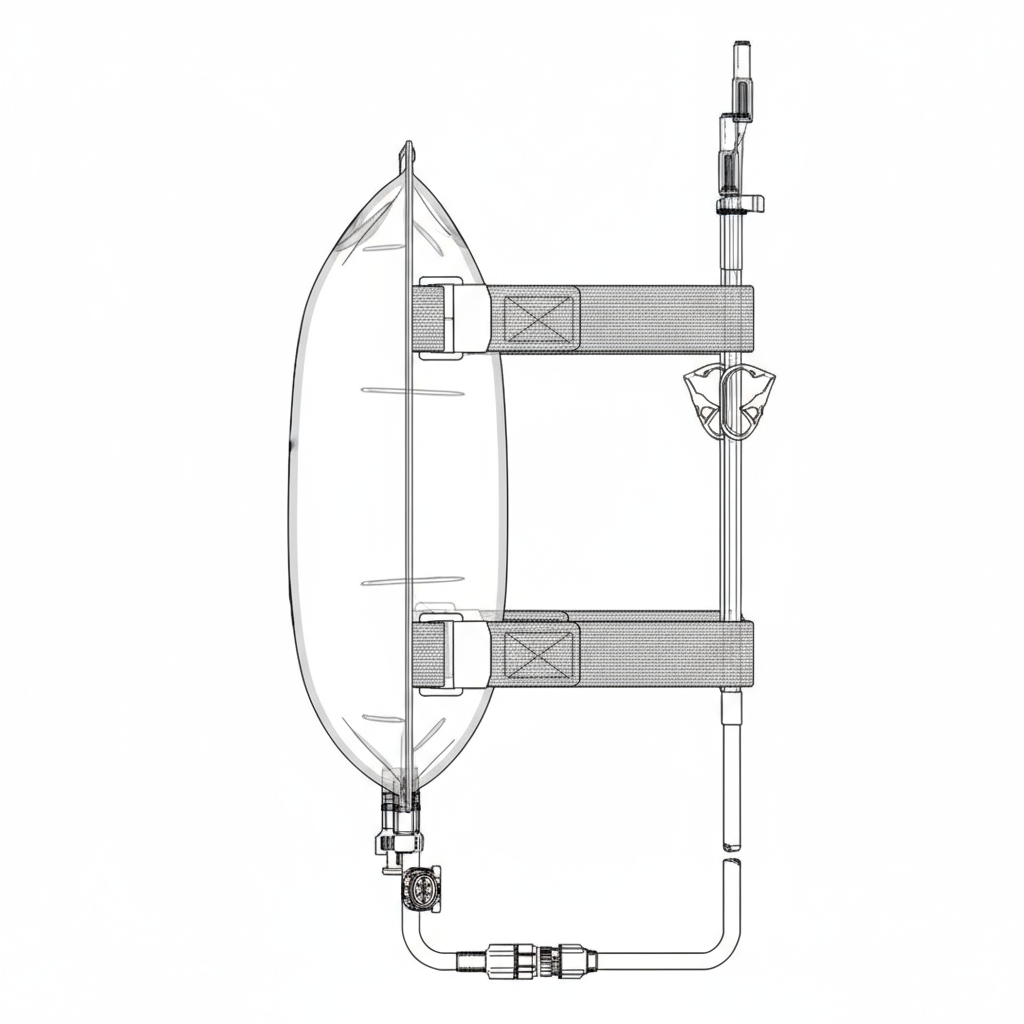 Side view of leg bag