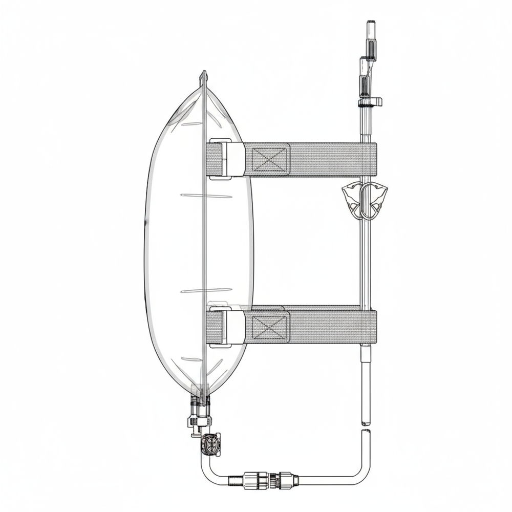 Side view of leg bag