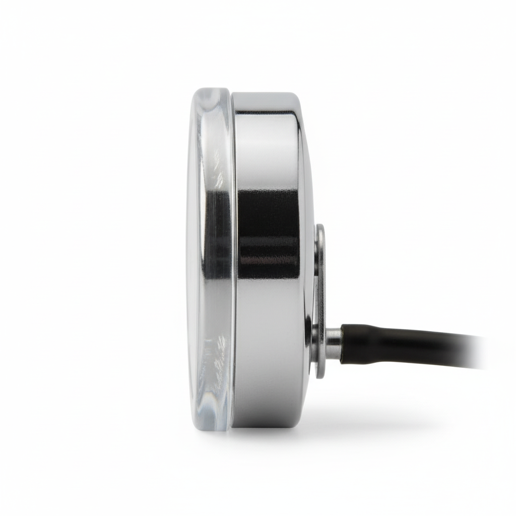 Side view showing acrylic faceplate