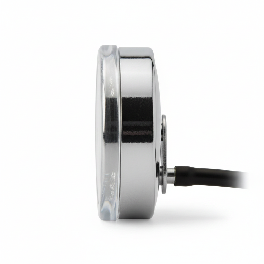 Side view showing acrylic faceplate
