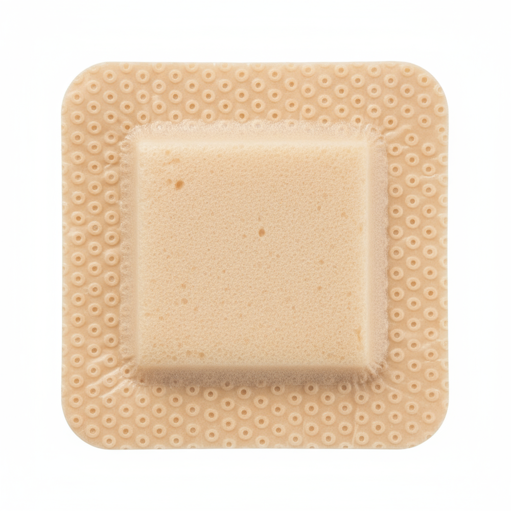 Silicone adhesive border and foam pad detail