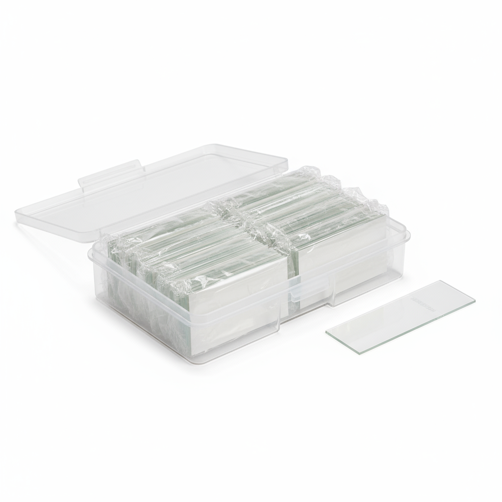 Slides in cellophane and plastic box