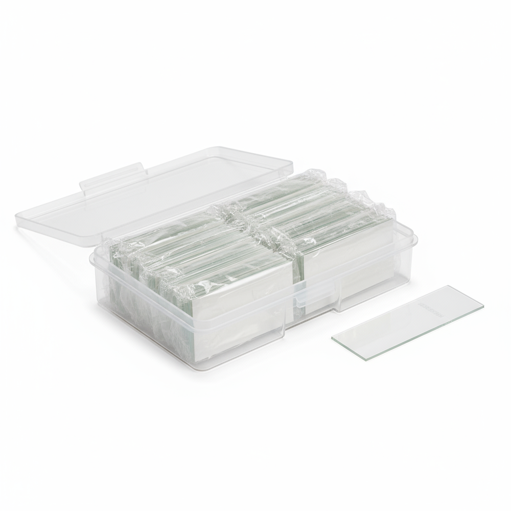 Slides in cellophane and plastic box