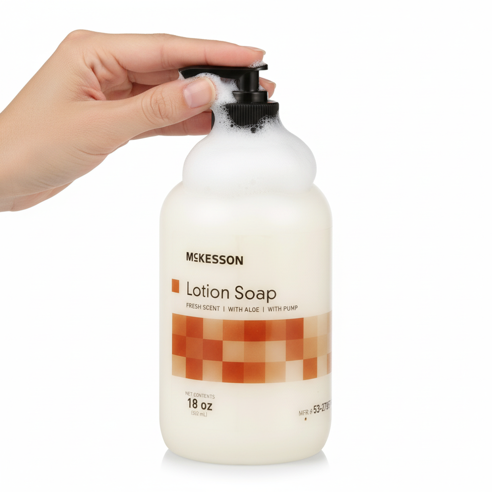Soap being dispensed with rich lather