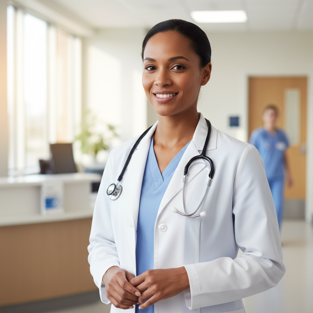 Stethoscope worn by healthcare professional