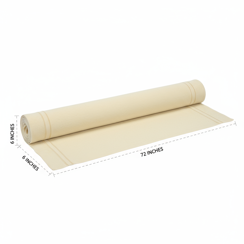 Stockinette unrolled showing full 6x72 inch dimensions