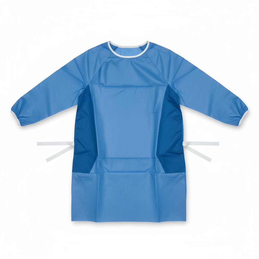 Surgical gown with raglan sleeves