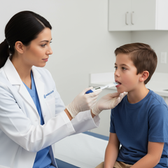 Thermometer being used for oral temperature measurement