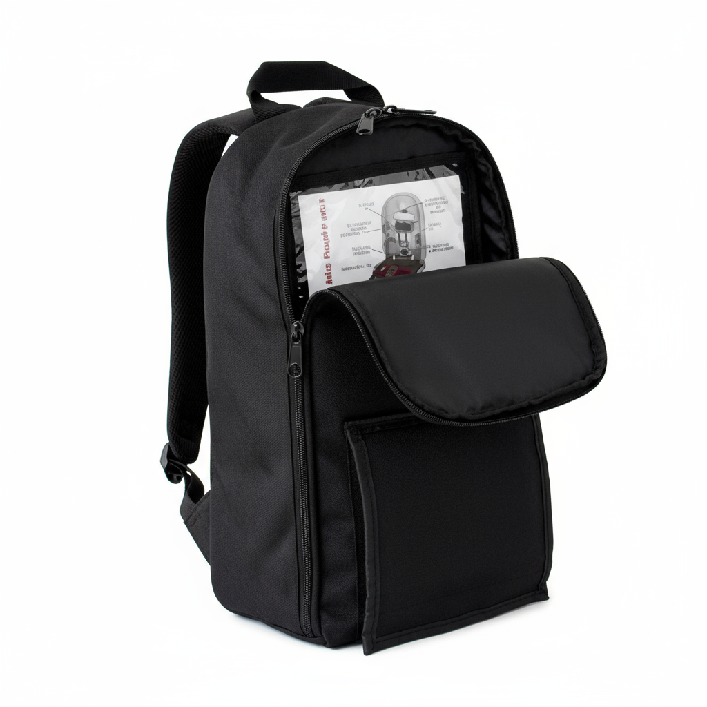 Three-quarter angle view of feeding pump backpack