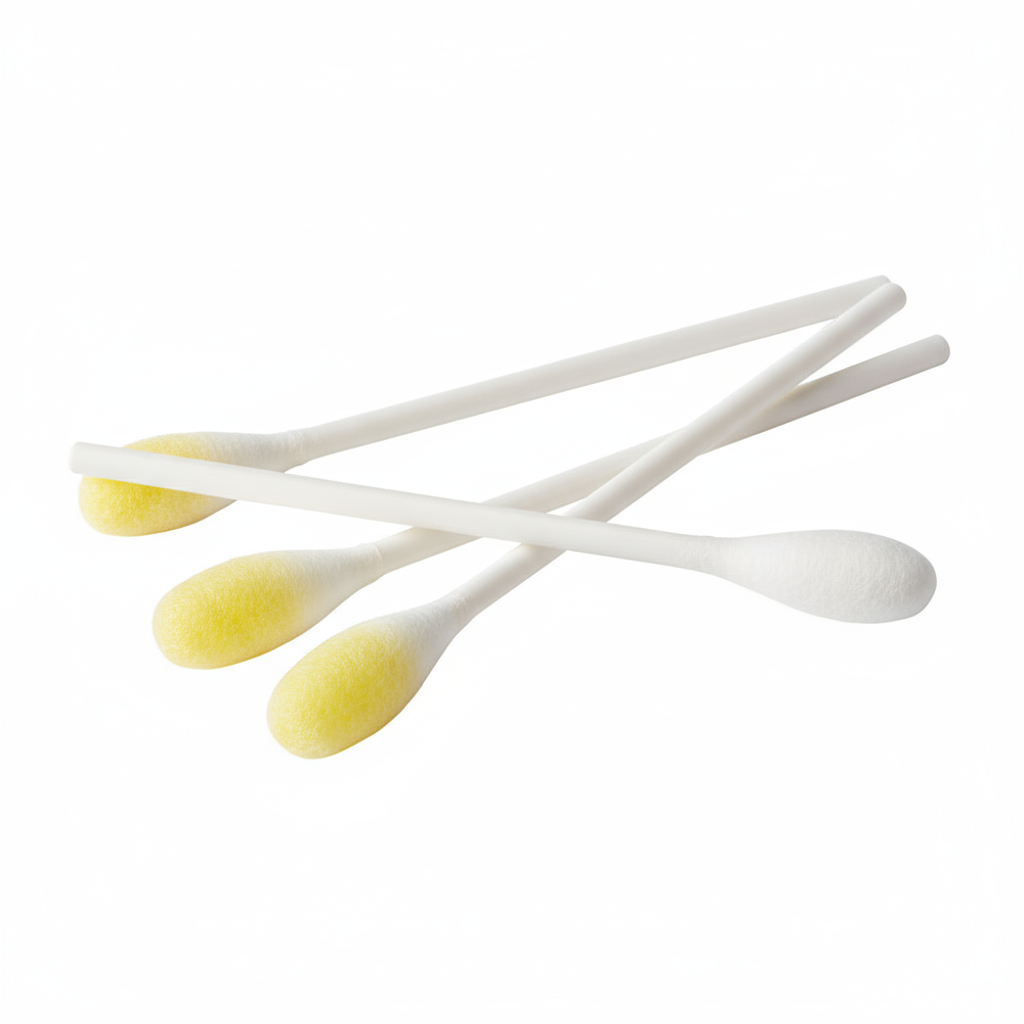 Three swabsticks arranged to show multiple perspectives