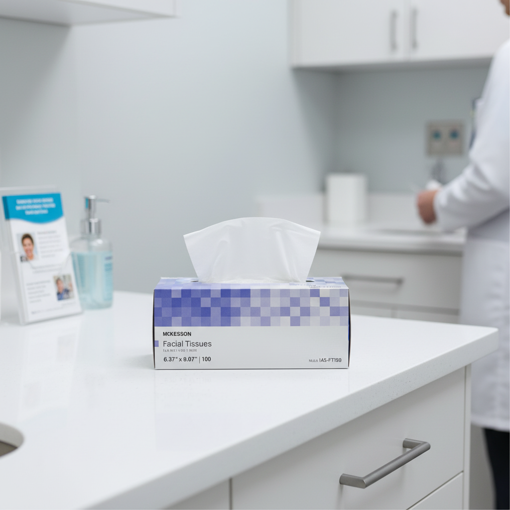 Tissue box in healthcare environment