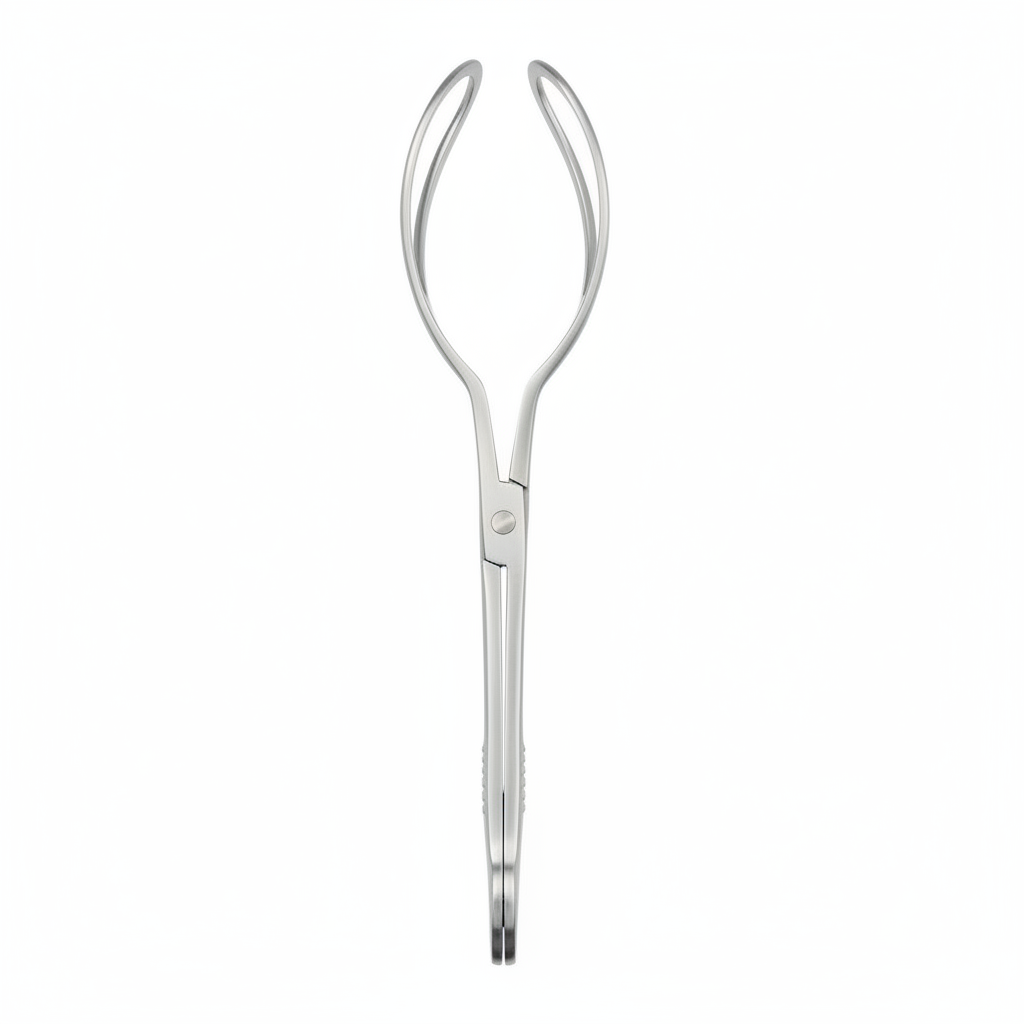 Top-down view of forceps blade and handle design
