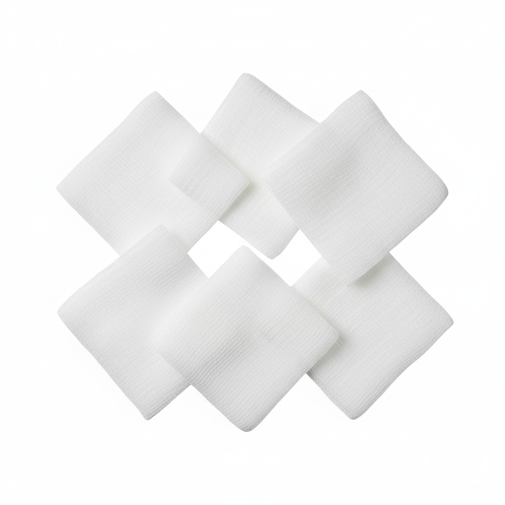 Top-down view of gauze sponges